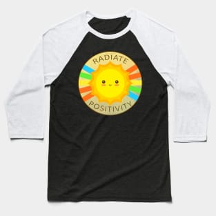 Radiate Positivity Be Happy Good-Vibes Cute Sun & Rainbow Baseball T-Shirt